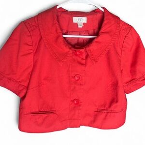 LOFT Scarlet Button-Up Cropped Jacket